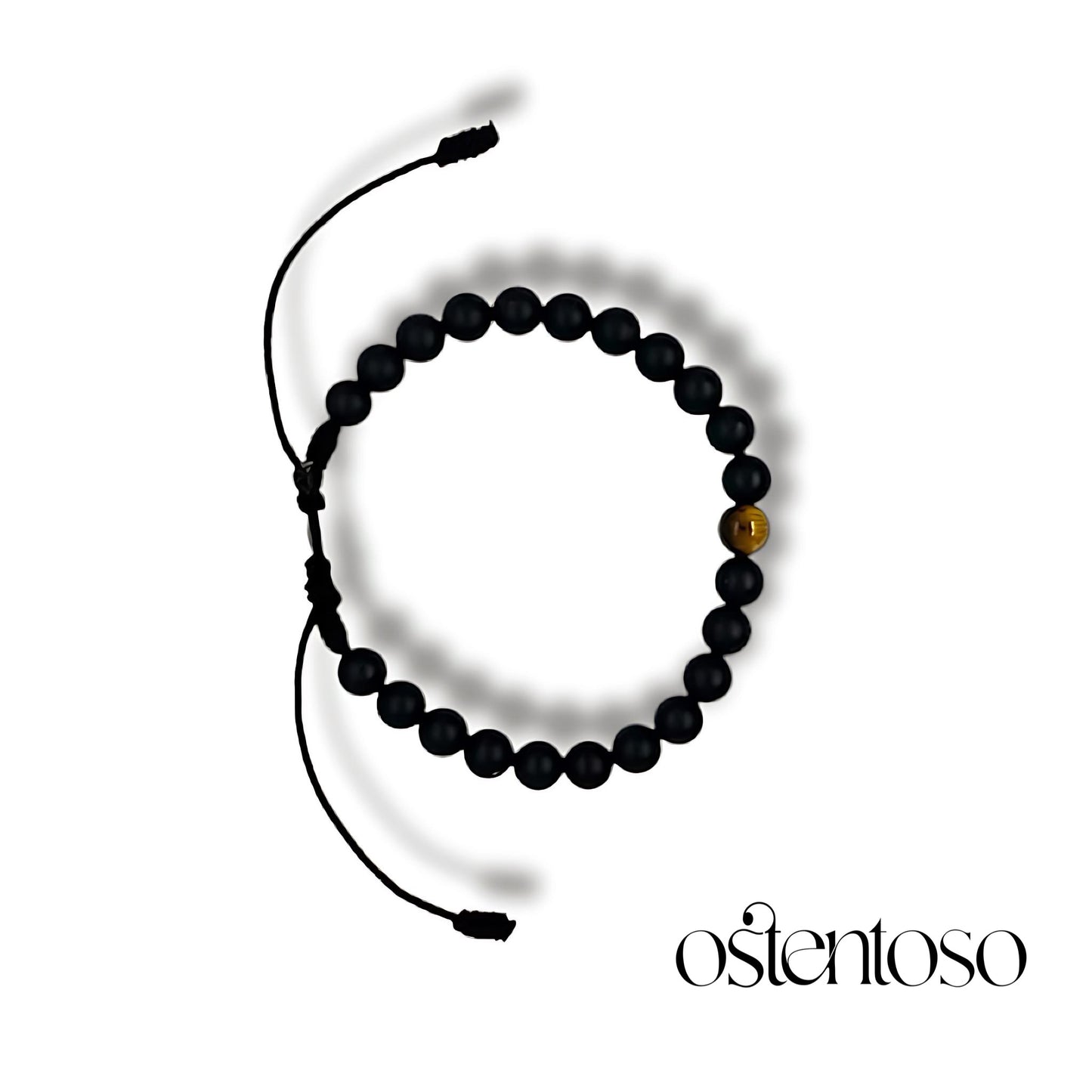 Bracelet Onyx Noir Mat taille sphérique n°6 mm.