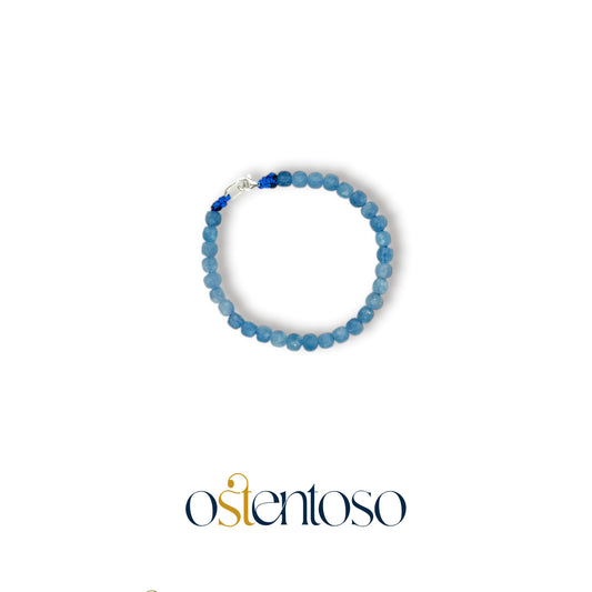 Bracelet Quartz Bleu cubique facetté taille n°6 mm.