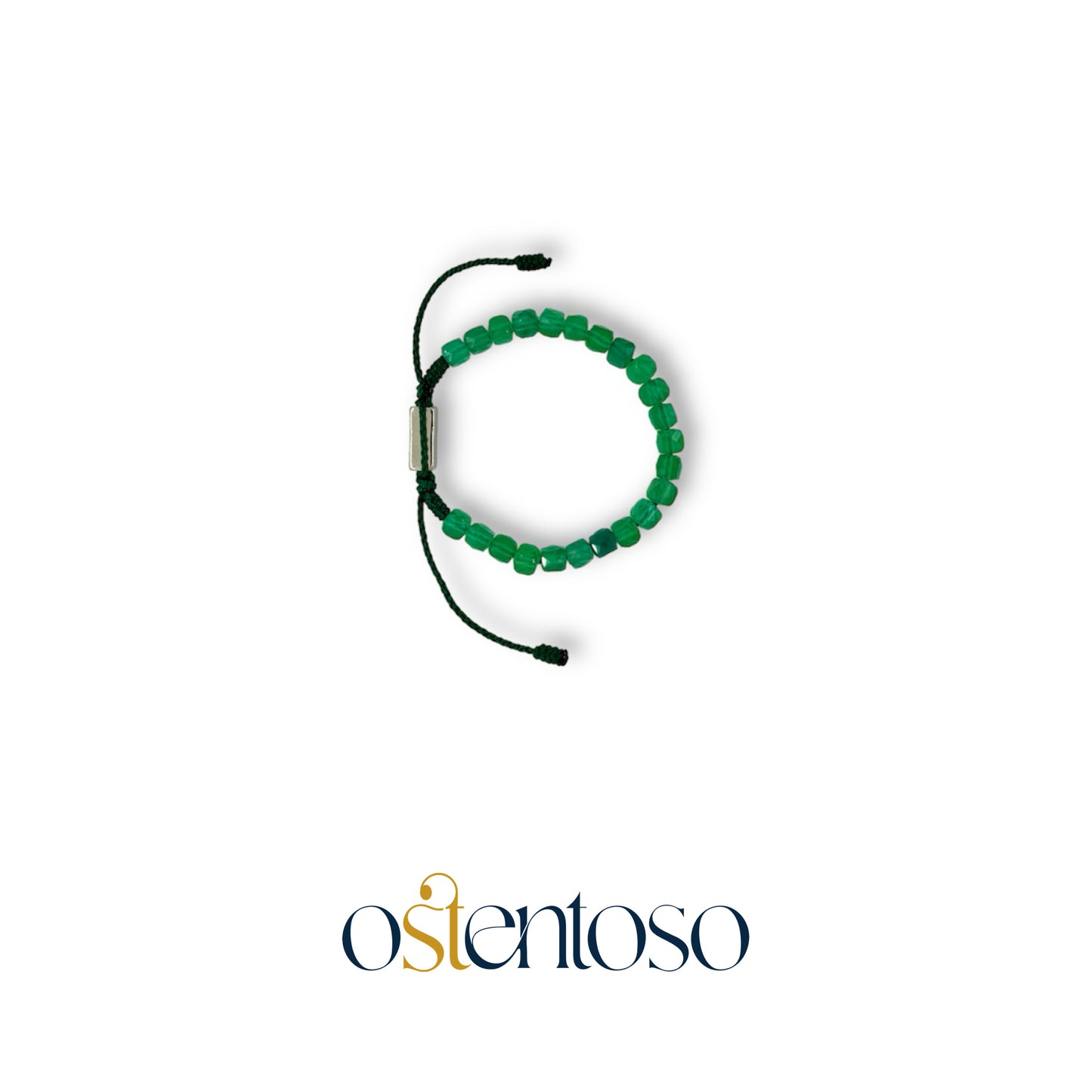 Bracelet agate verte cubique taille n°6 mm.