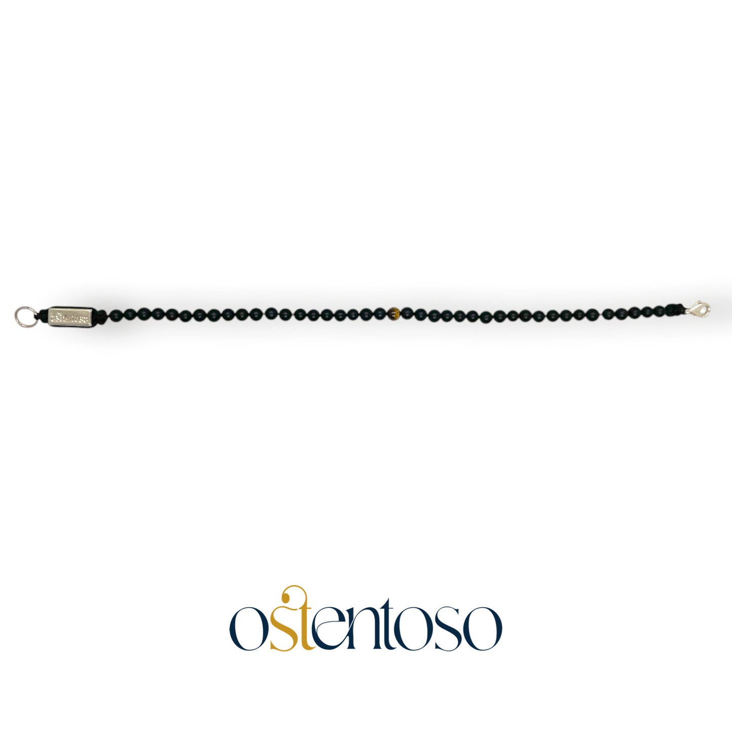 Bracelet sphérique en onyx noir mat taille n°4 mm.