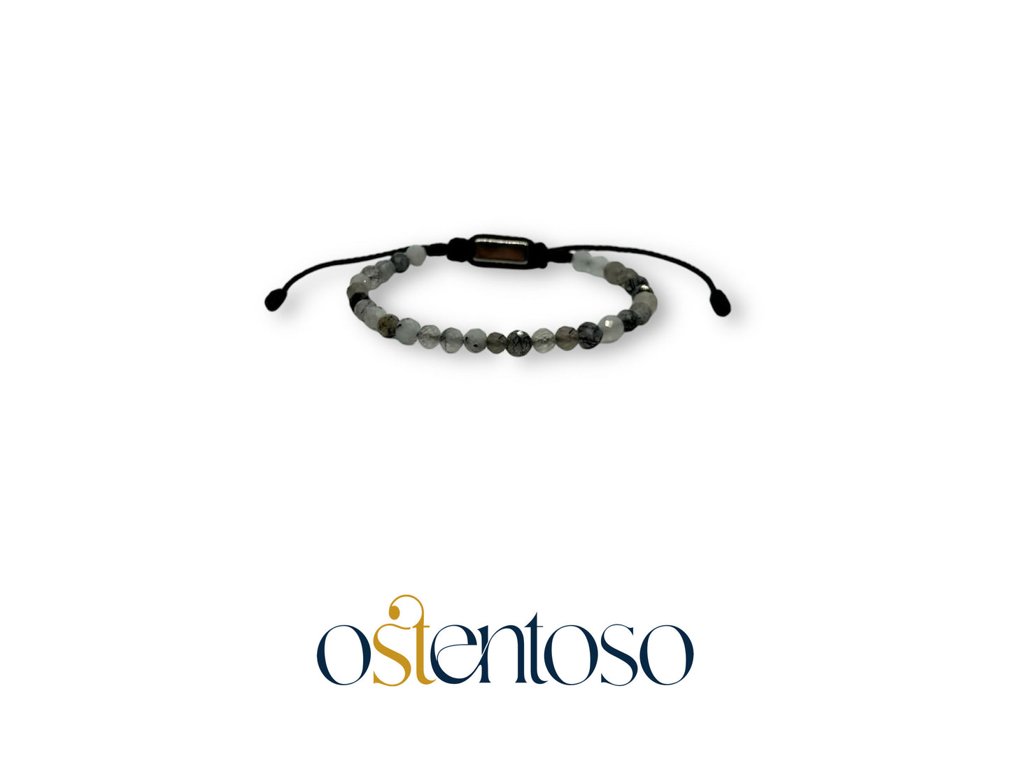 Faceted Tourmalinated Quartz Bracelet size No. 5 mm.