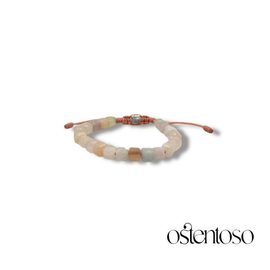 Bracelet cubique en béryl morganite taille n° 6 mm.