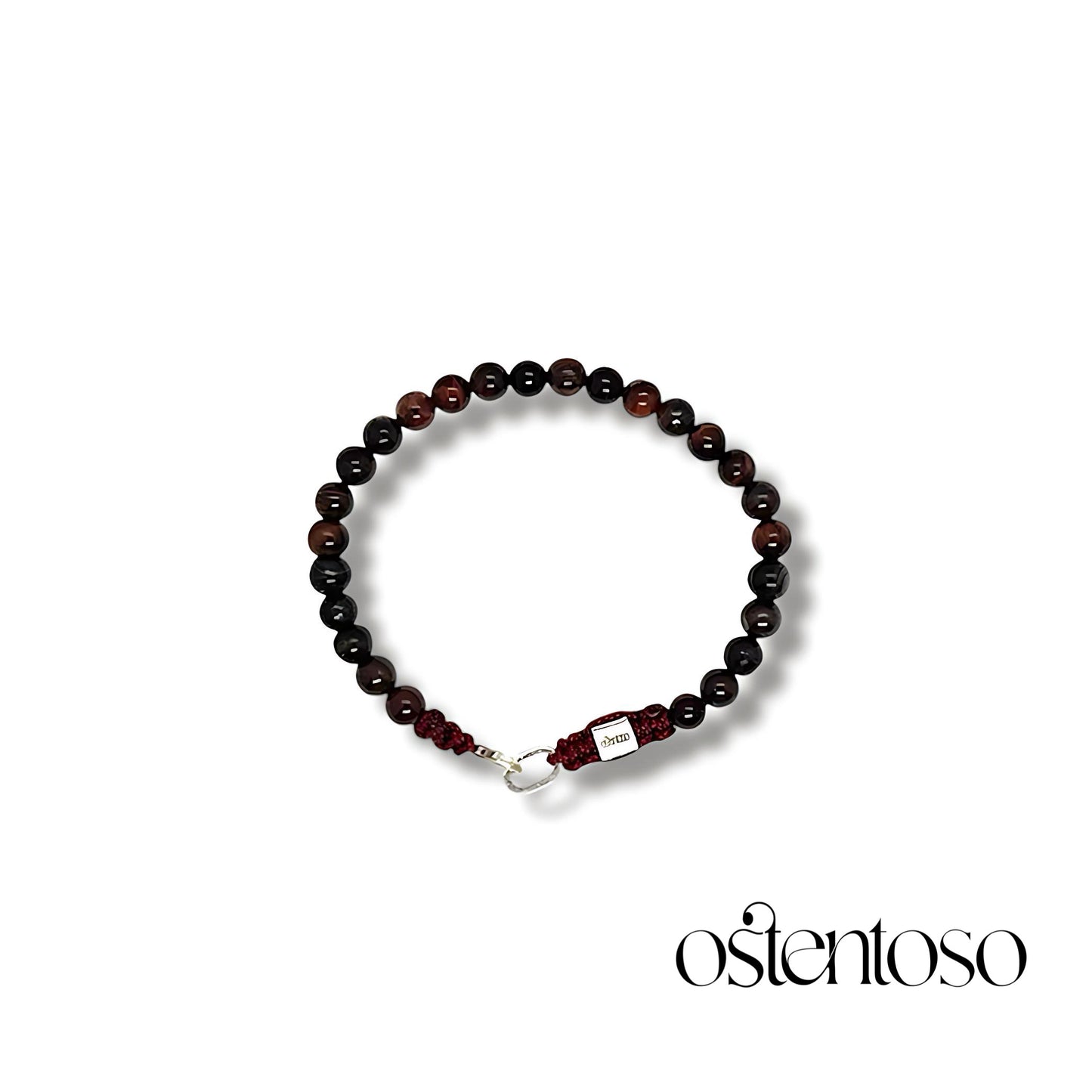 Bracelet sphérique en oeil de tigre rouge taille n°6 mm.