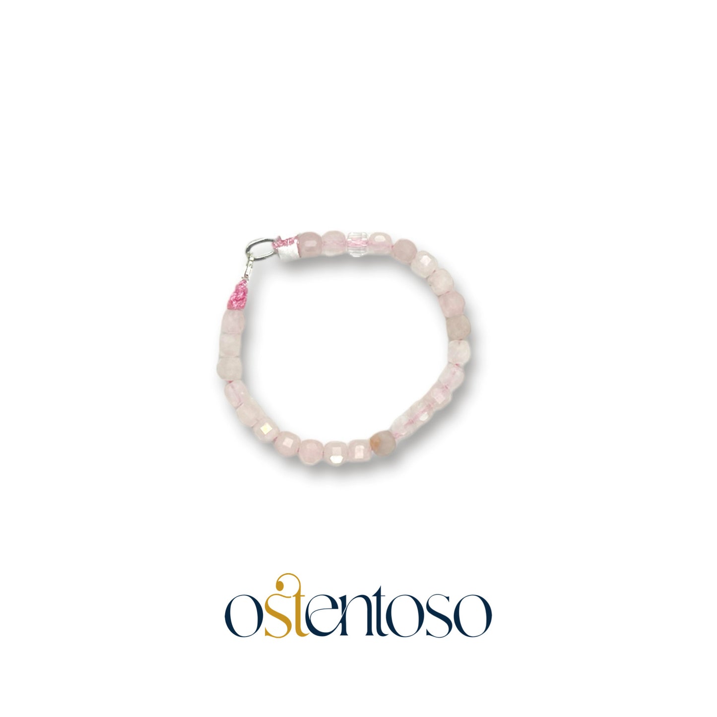 Bracelet Quartz Rose cubique facetté taille n°6 mm.