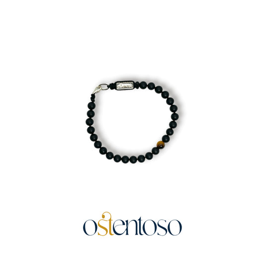 Bracelet sphérique en onyx noir mat taille n°6 mm.