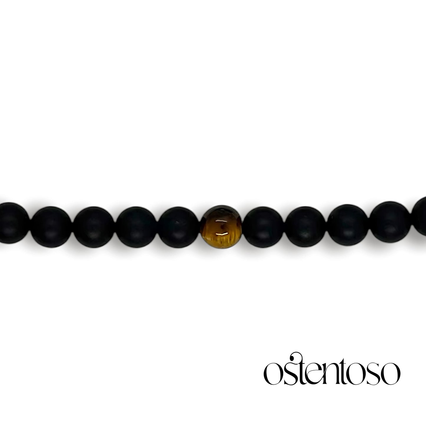 Bracelet Onyx Noir Mat taille sphérique n°6 mm.