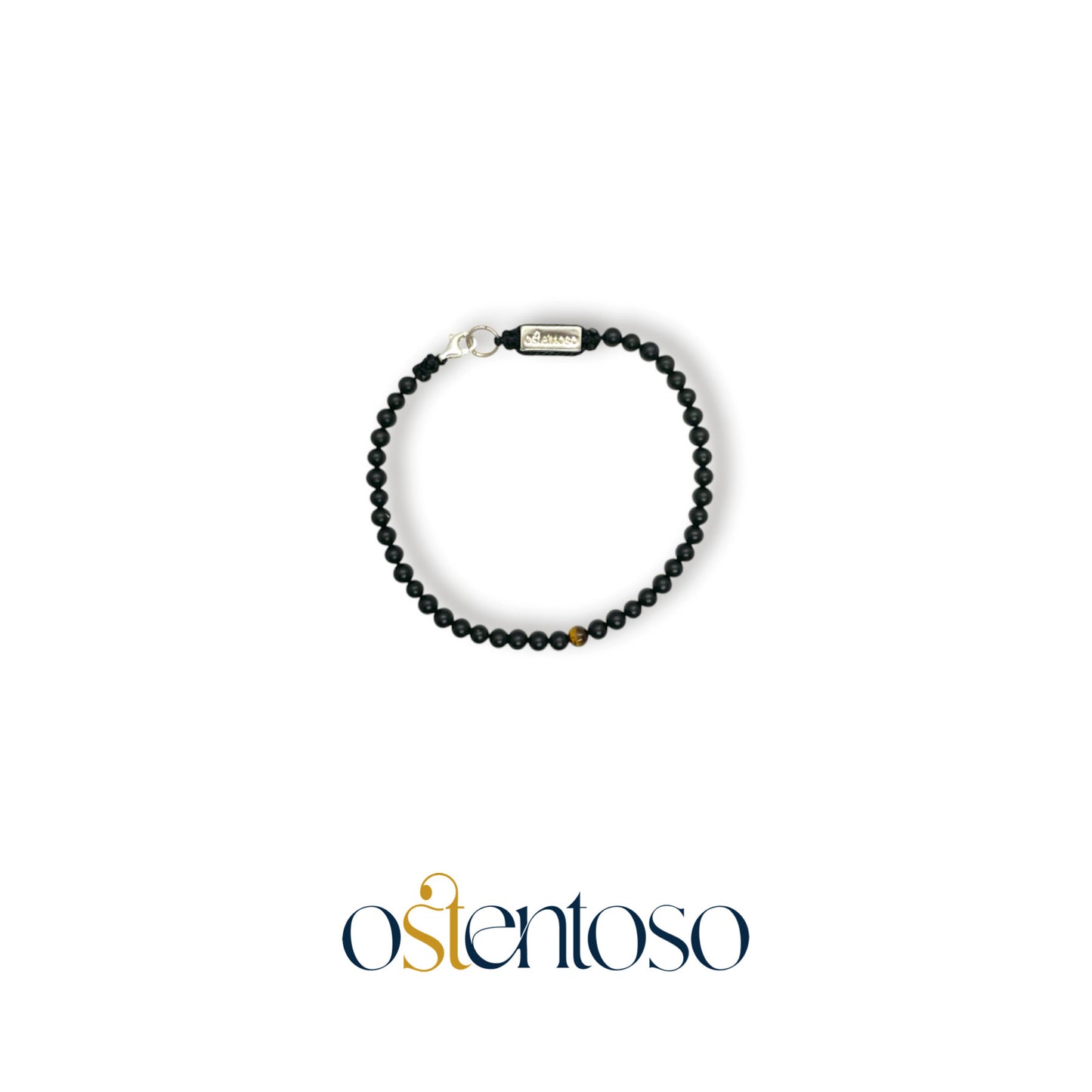 Bracelet sphérique en onyx noir mat taille n°4 mm.