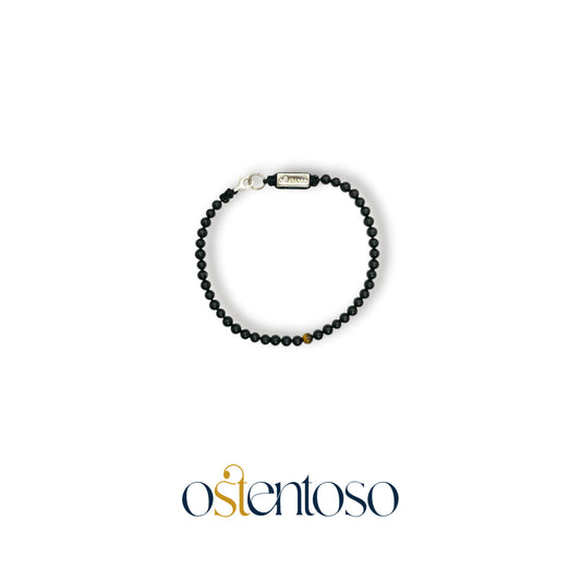 Bracelet sphérique en onyx noir mat taille n°4 mm.