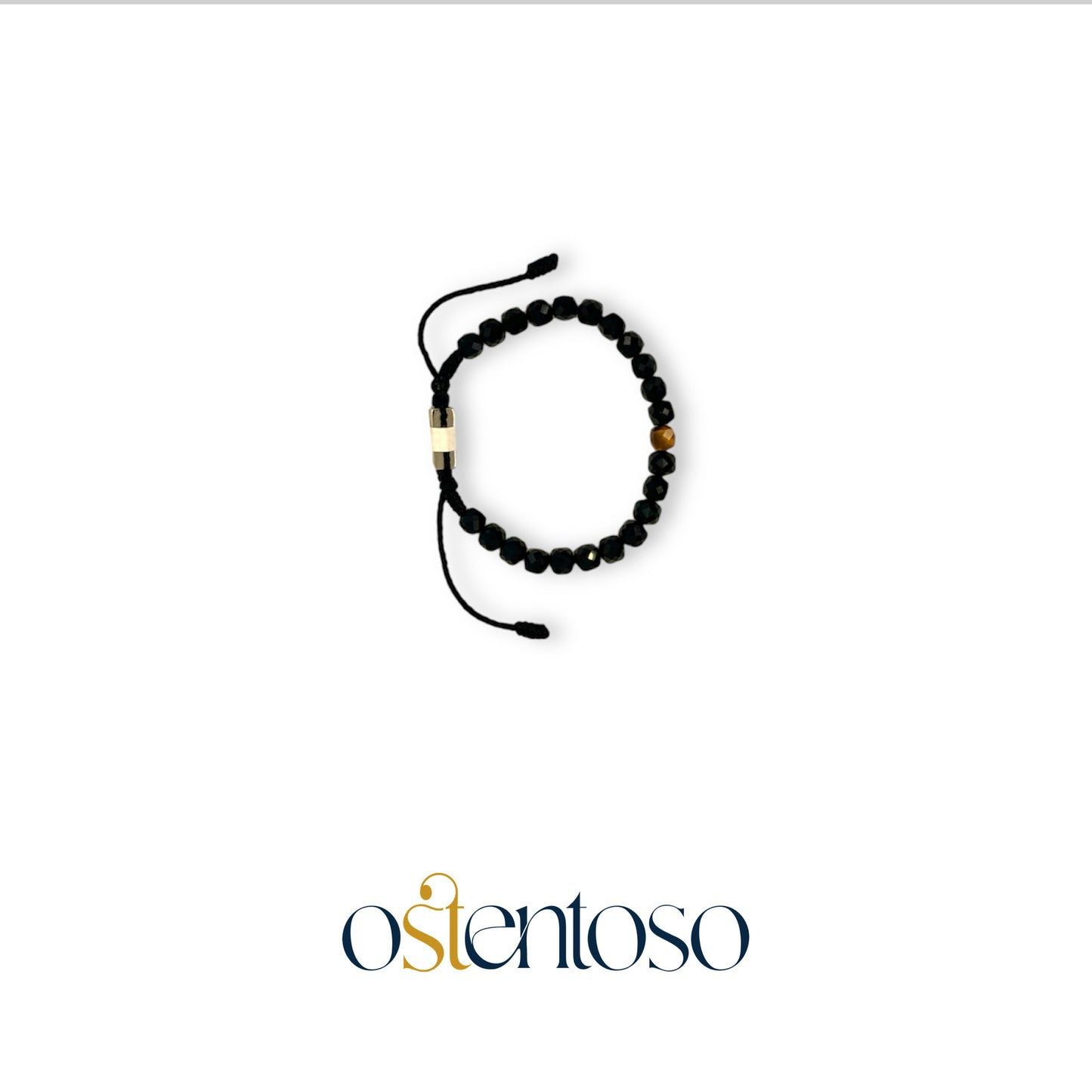 Black Onyx Bracelet Shiny Faceted Cubic Size No. 6 mm.