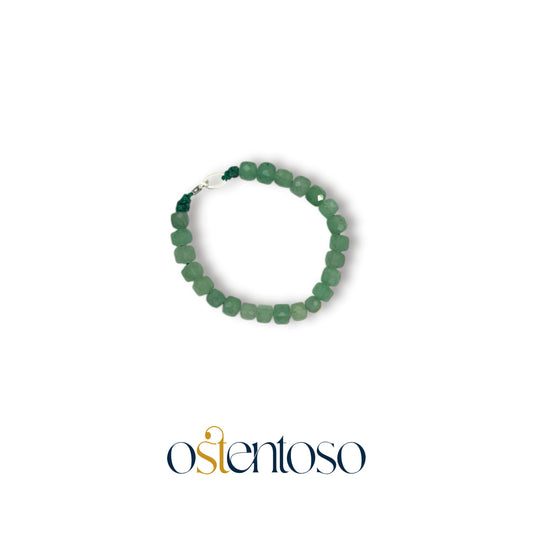 Bracelet en Jade vert cubique facetté taille n°6 mm.