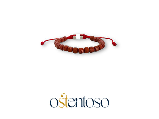 Bracelet Jaspe Rouge Cubique taille n° 6 mm.