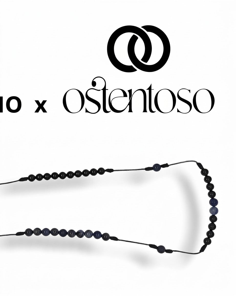 THE ROSARIO: Onix + Ojo de tigre dorado y Cruz hecha en plata Ley 925.