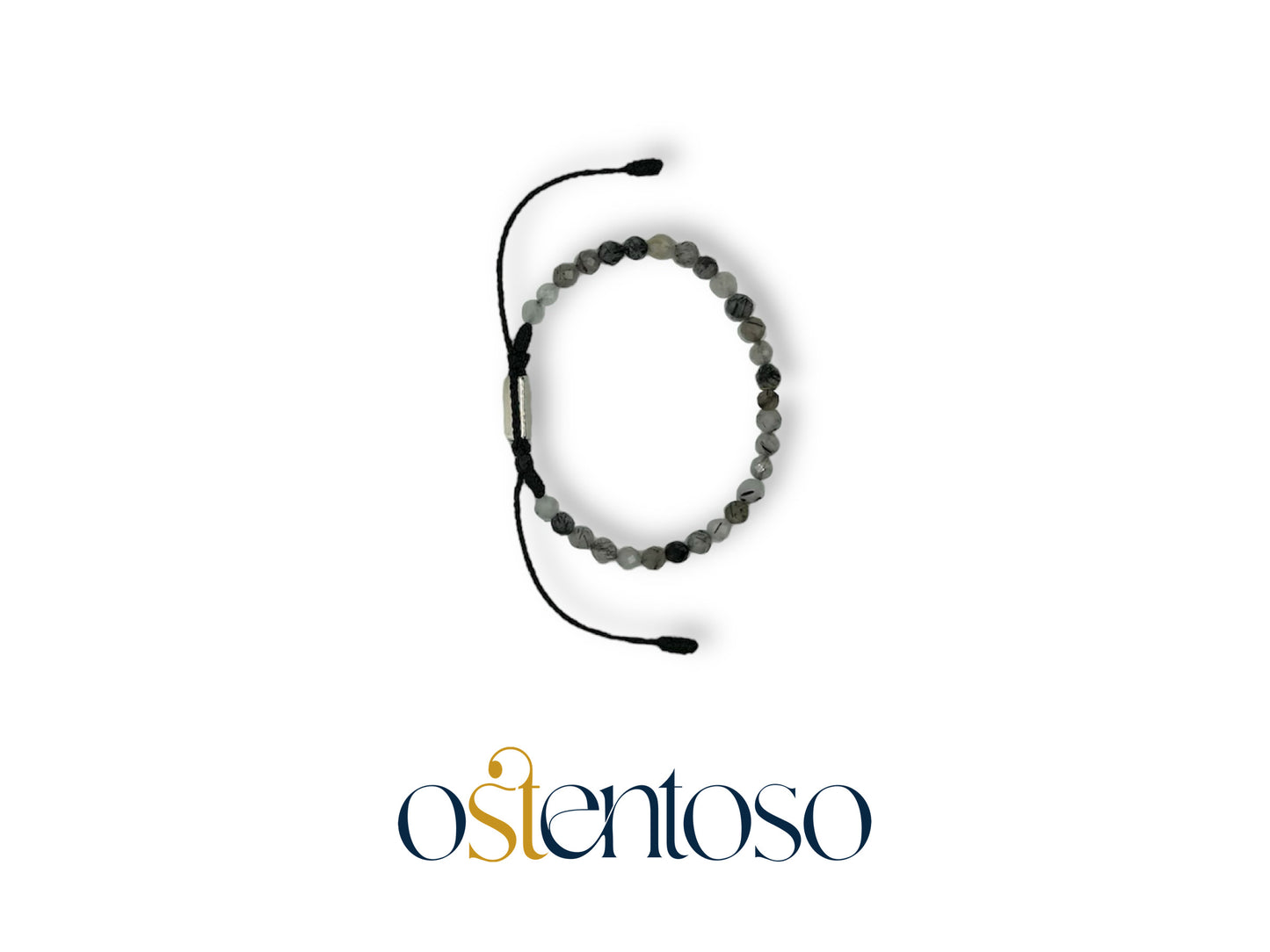 Faceted Tourmalinated Quartz Bracelet size No. 5 mm.