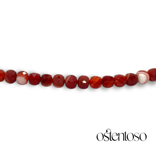 Pulsera Agata Bandas Rojas cúbica facetada tamaño No. 6 mm.