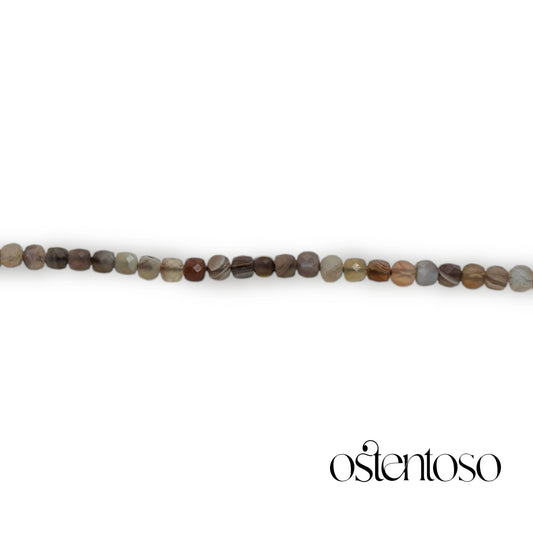 Brazalete Agata Botswana cubica facetada tamaño No. 4 mm.
