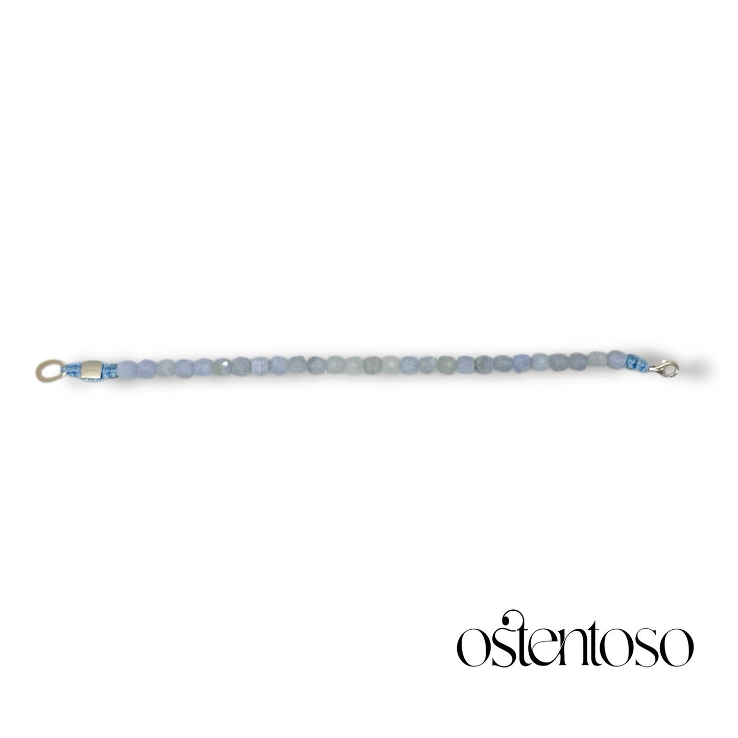 Brazalete Agata Lazo Azul (Blue Lace) cúbica tamaño No. 6 mm.