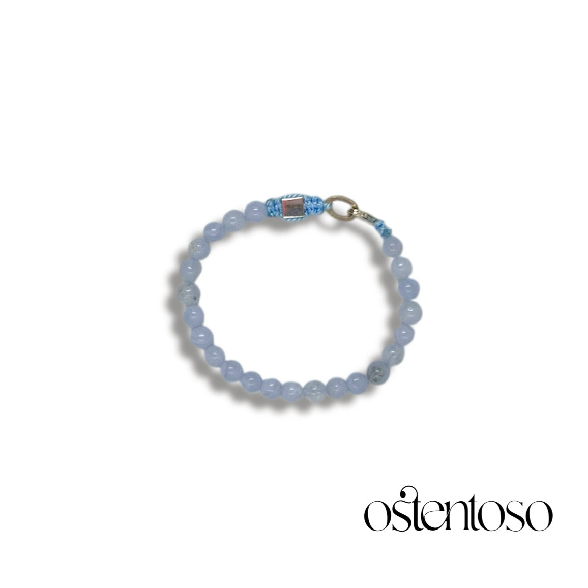 Bracelet Agate Dentelle Bleue taille sphérique n°6 mm.