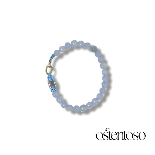 Brazalete Agata Lazo Azul (Blue Lace) esférica tamaño No. 6 mm.