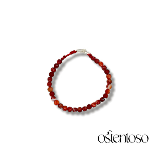 Brazalete Agata Bandas rojas cúbico facetado tamaño No. 6 mm.