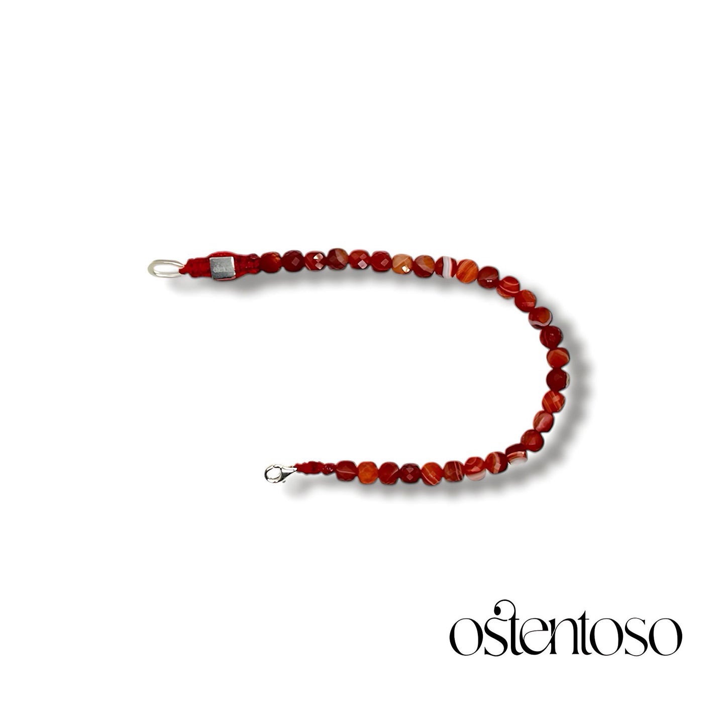 Brazalete Agata Bandas rojas cúbico facetado tamaño No. 6 mm.