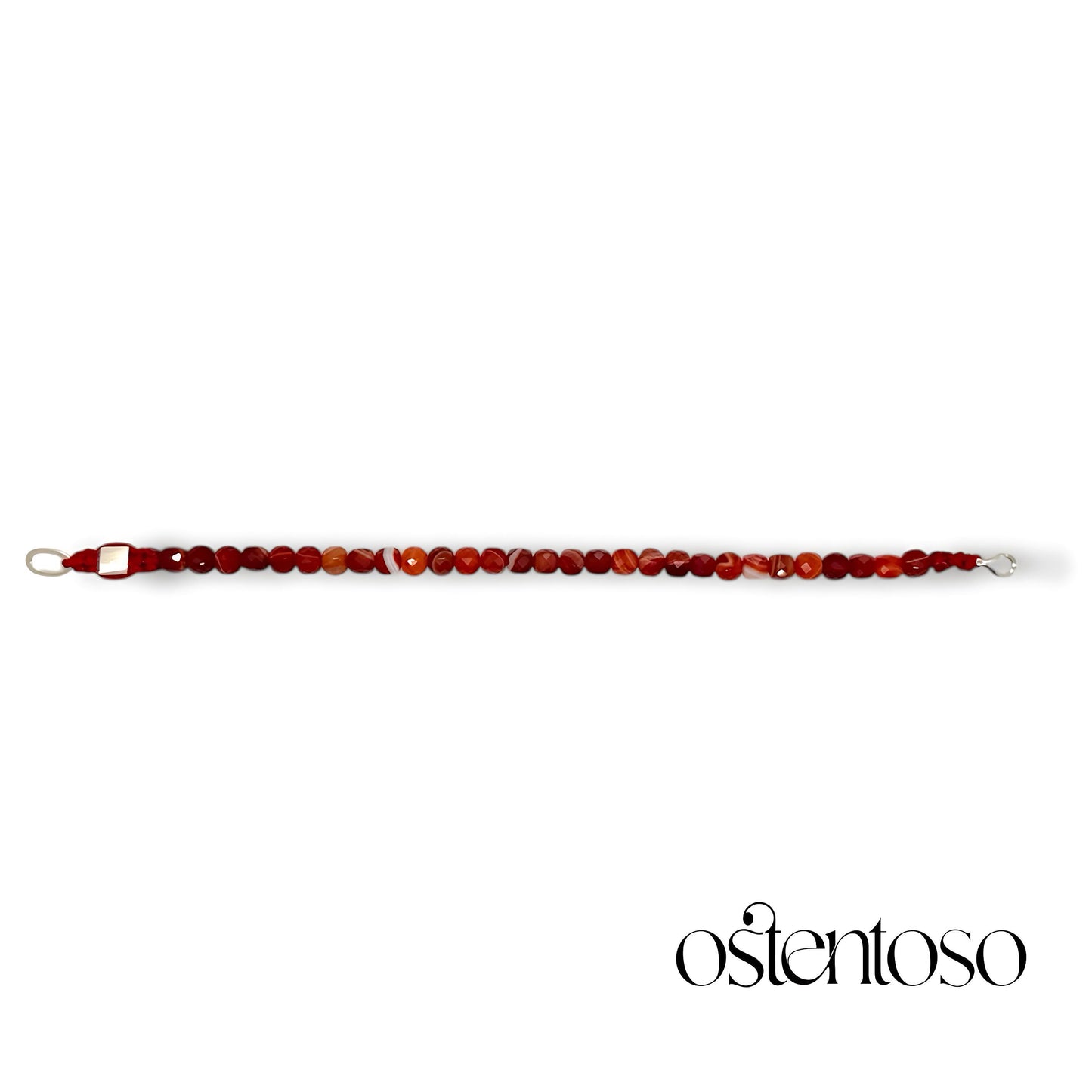 Brazalete Agata Bandas rojas cúbico facetado tamaño No. 6 mm.