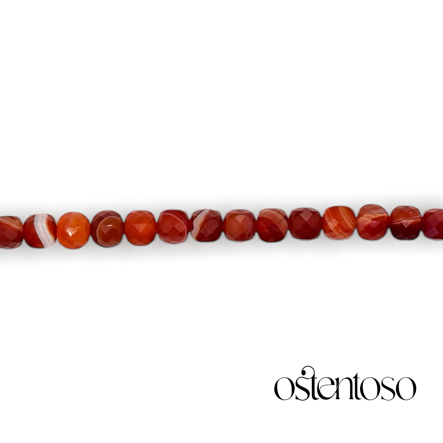 Brazalete Agata Bandas rojas cúbico facetado tamaño No. 6 mm.