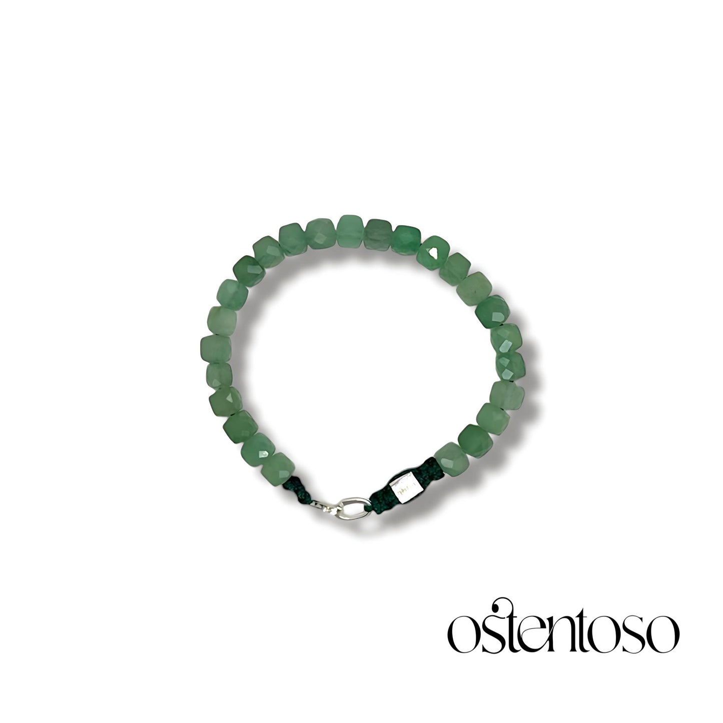 Faceted cubic Green Jade Bracelet size No. 6 mm.