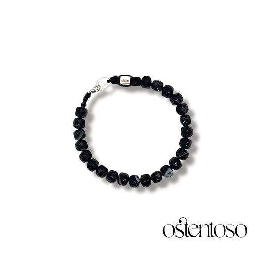 Faceted cubic sardonyx bracelet size No. 6 mm.