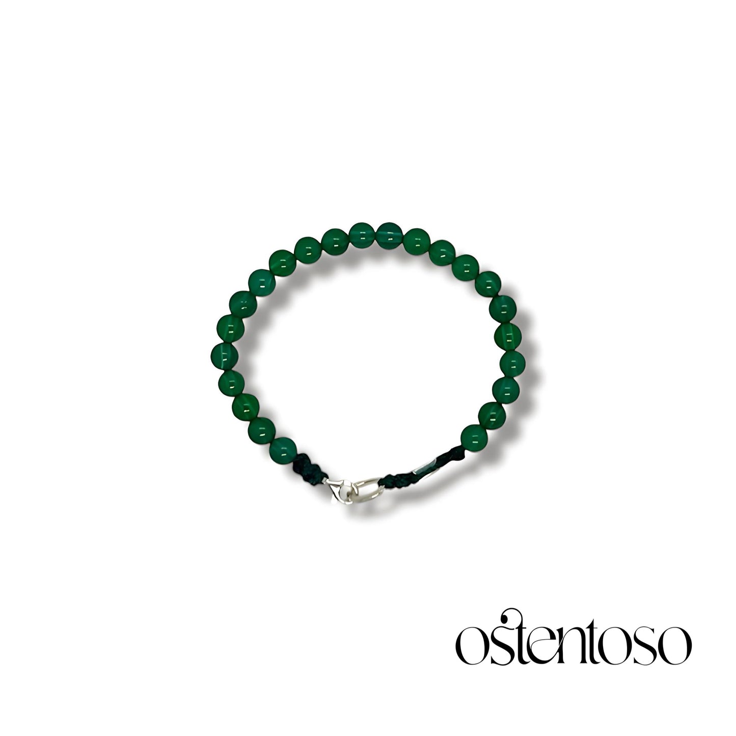 Brazalete Agata verde esferica tamaño No. 6 mm.
