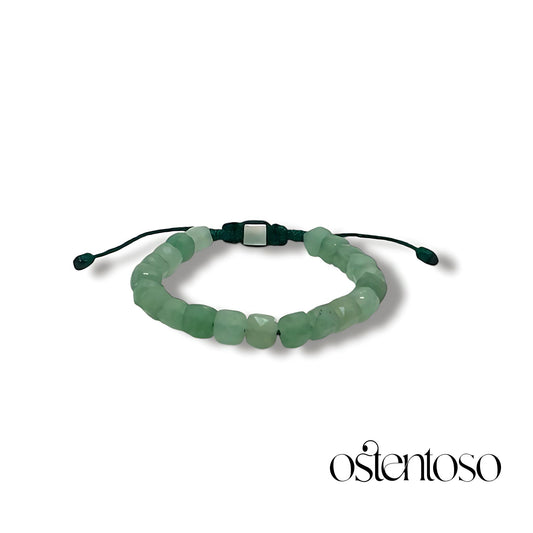 Faceted cubic green Jade bracelet size No. 6 mm.