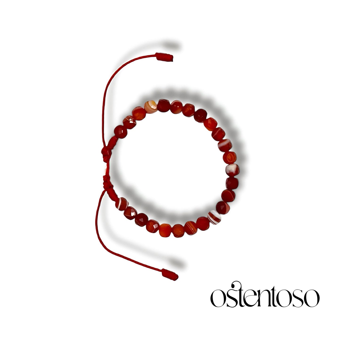 Pulsera Agata Bandas Rojas cúbica facetada tamaño No. 6 mm.
