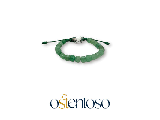 Bracelet en jade vert cubique facetté taille n°6 mm.