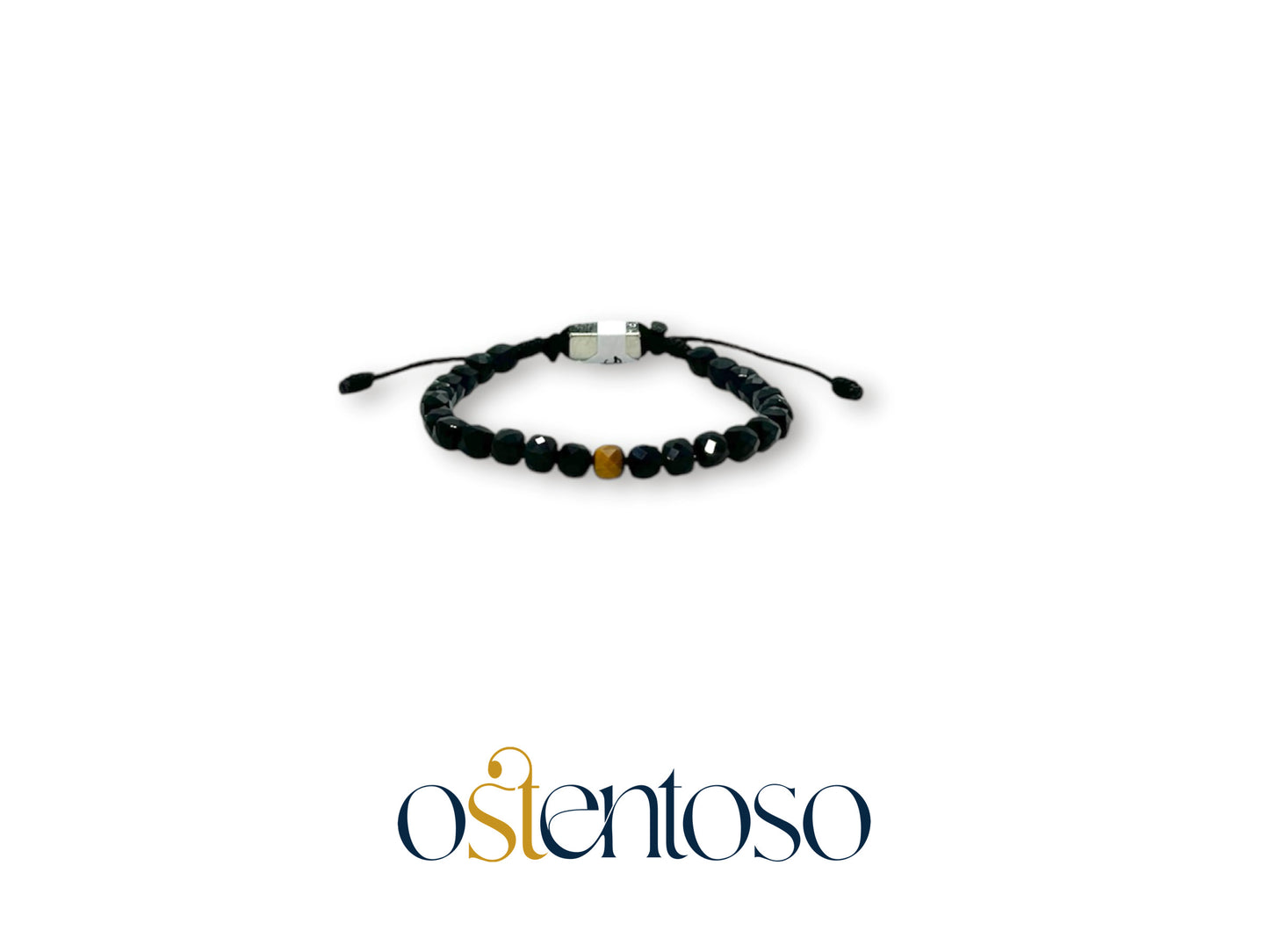 Black Onyx Bracelet Shiny Faceted Cubic Size No. 6 mm.