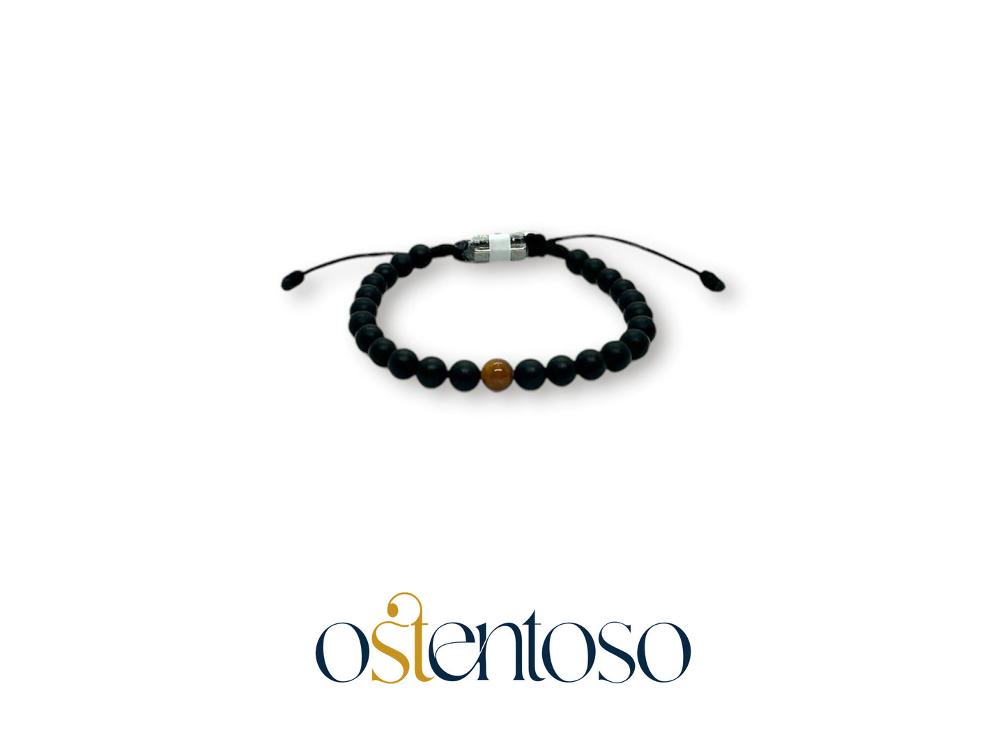 Bracelet Onyx Noir Mat taille sphérique n°6 mm.
