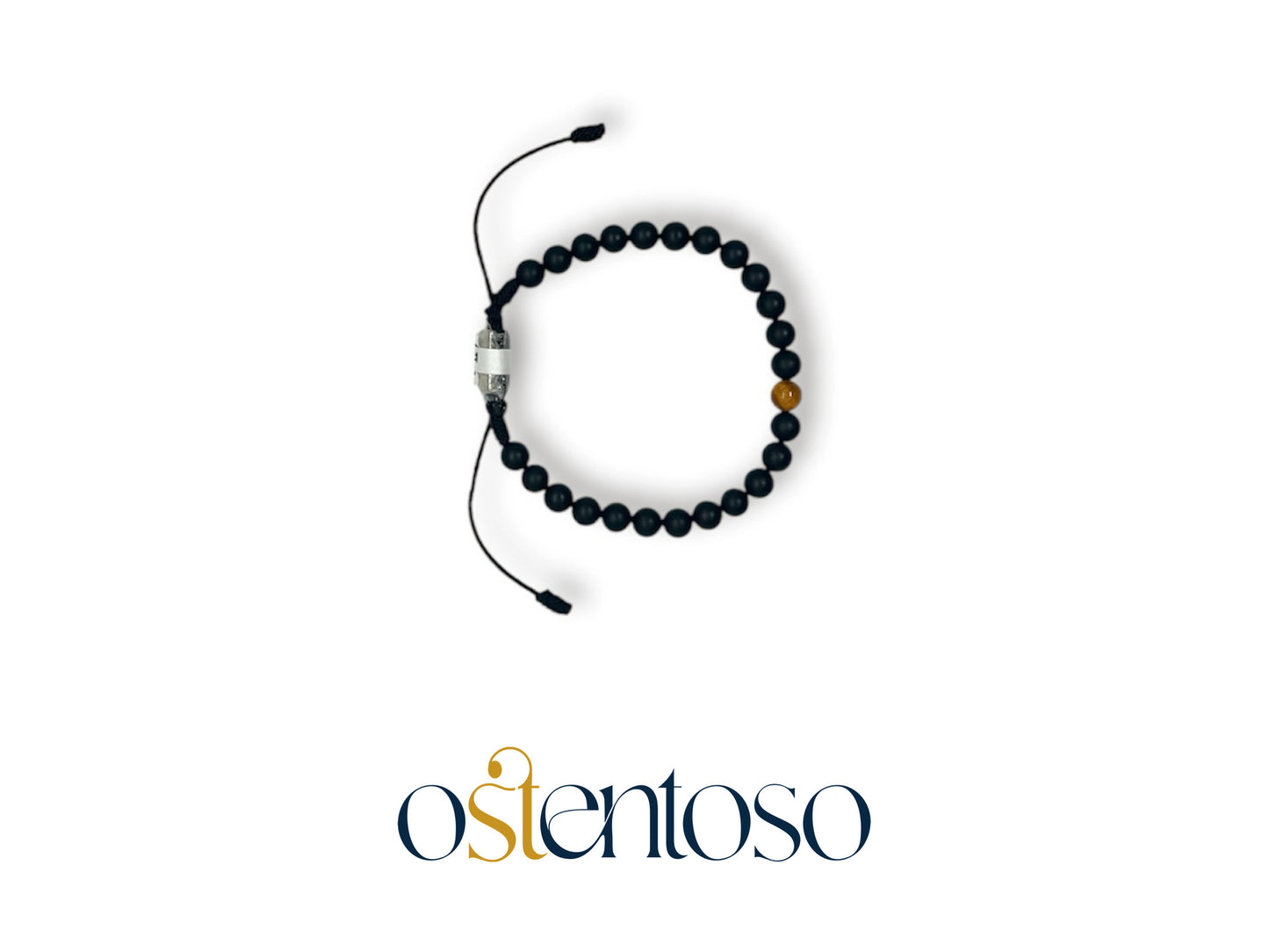 Bracelet Onyx Noir Mat taille sphérique n°6 mm.