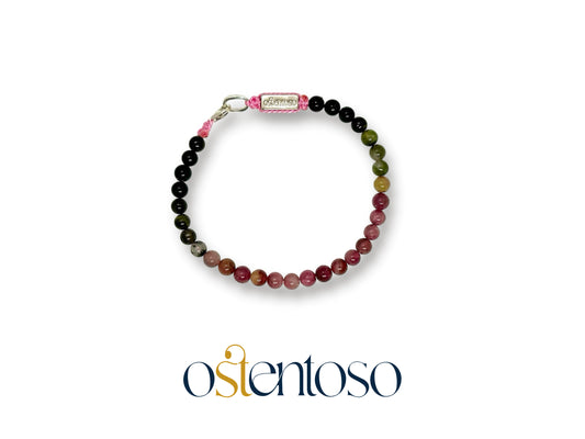 Bracelet sphérique Tourmaline Pastèque taille n°5 mm.