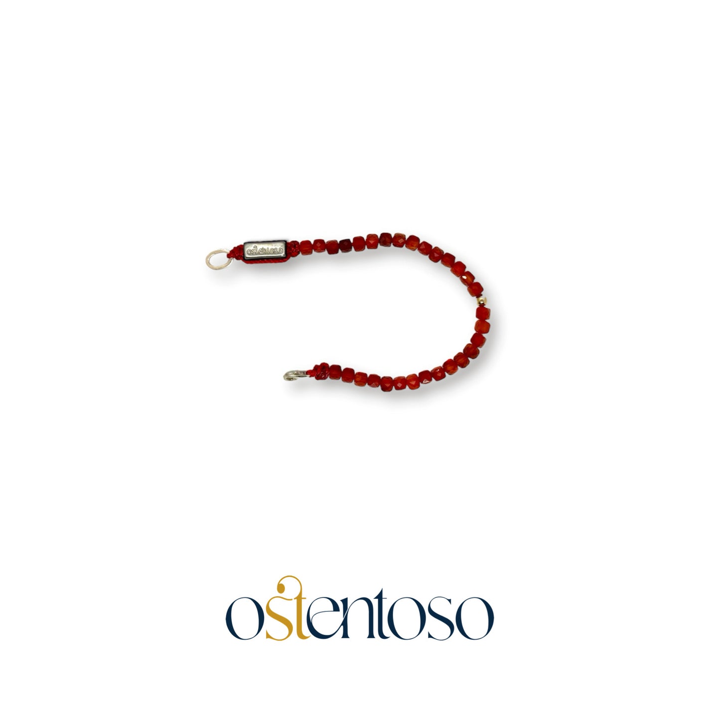 Bracelet en cornaline veinée cubique taille n°4 mm.