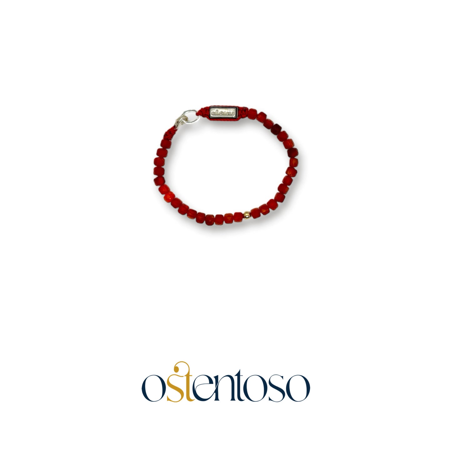 Bracelet en cornaline veinée cubique taille n°4 mm.