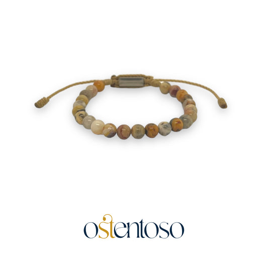 Yellow Agate Bracelet, Leopardite Type, spherical, size No. 6 mm.