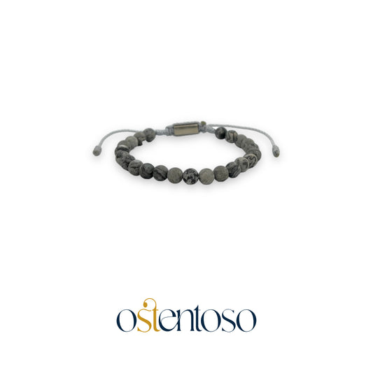 Bracelet Jaspe Gris Sphérique taille n°6 mm.