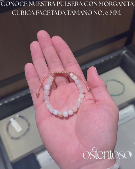 Cubic Beryl Morganite Bracelet size No. 6 mm.