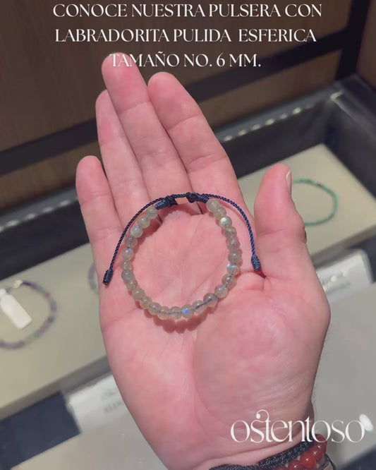 Polished spherical Labradorite bracelet size No. 6 mm.