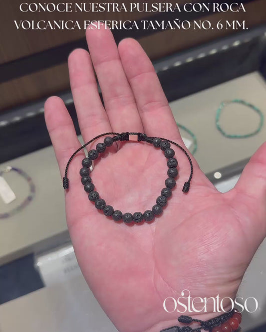 Spherical volcanic rock bracelet size No. 6 mm.