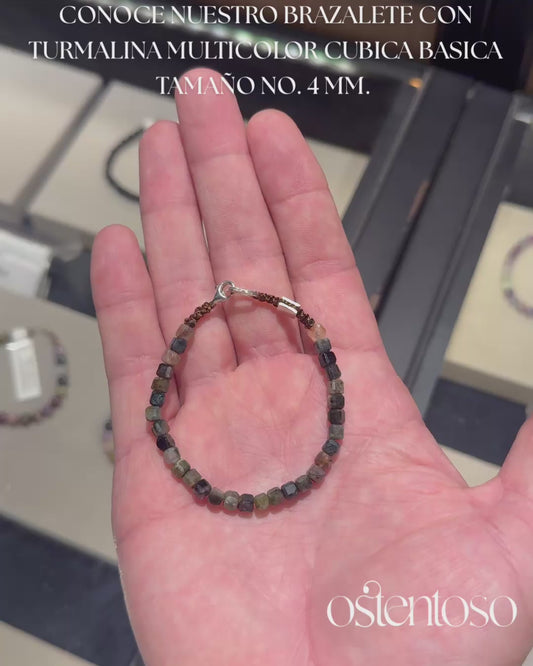 Multicolor Tourmaline Bracelet faceted cubic size No. 4 mm.