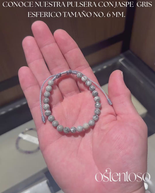 Spherical Gray Jasper Bracelet size No. 6 mm.