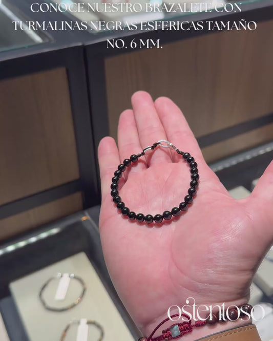 Spherical black tourmaline bracelet size No. 6 mm.