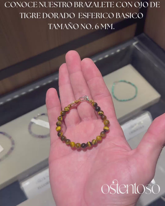 Spherical golden tiger's eye bracelet size No. 6 mm.