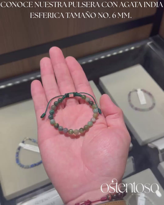 Spherical Indian Agate bracelet size No. 6 mm.