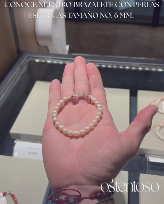 White Potato Pearl Bracelet, spherical, size No. 6 mm.